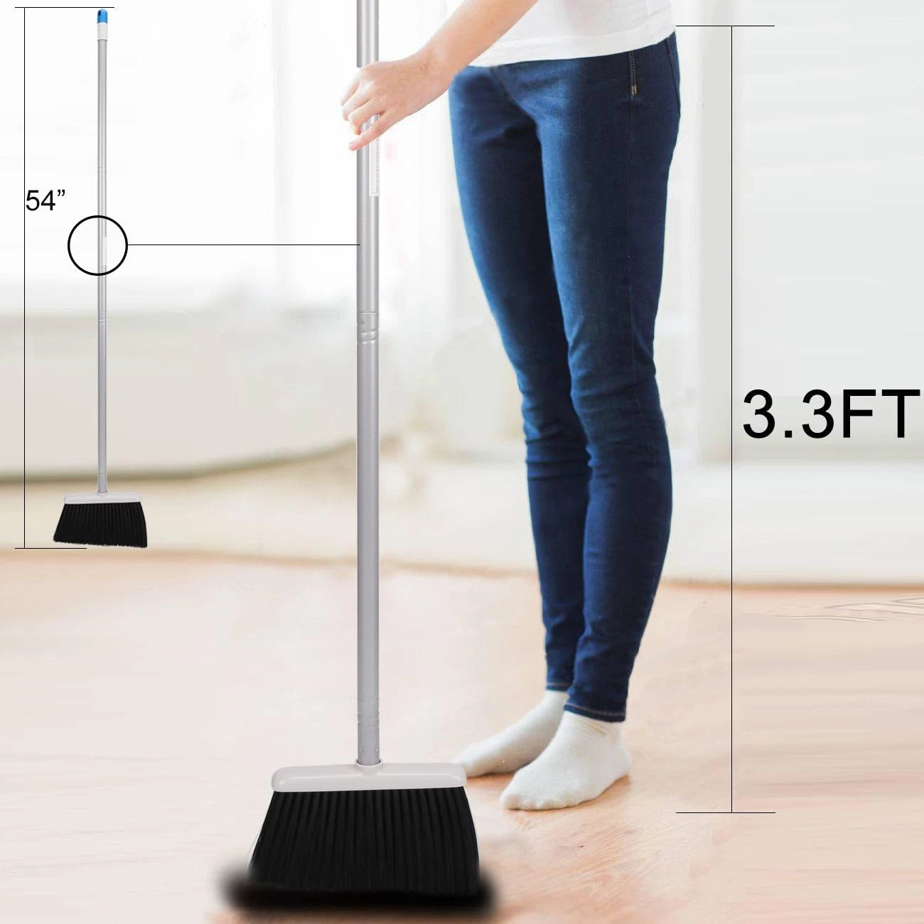 Treelen Long Handle Broom and Dustpan Set,Upright Dust Pan Combo for Home, Kitch