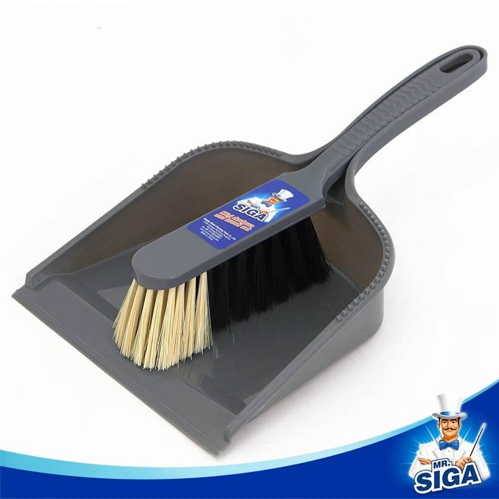 MR. SIGA Dustpan and Brush Set Pack of 2 Set Blue & Grey