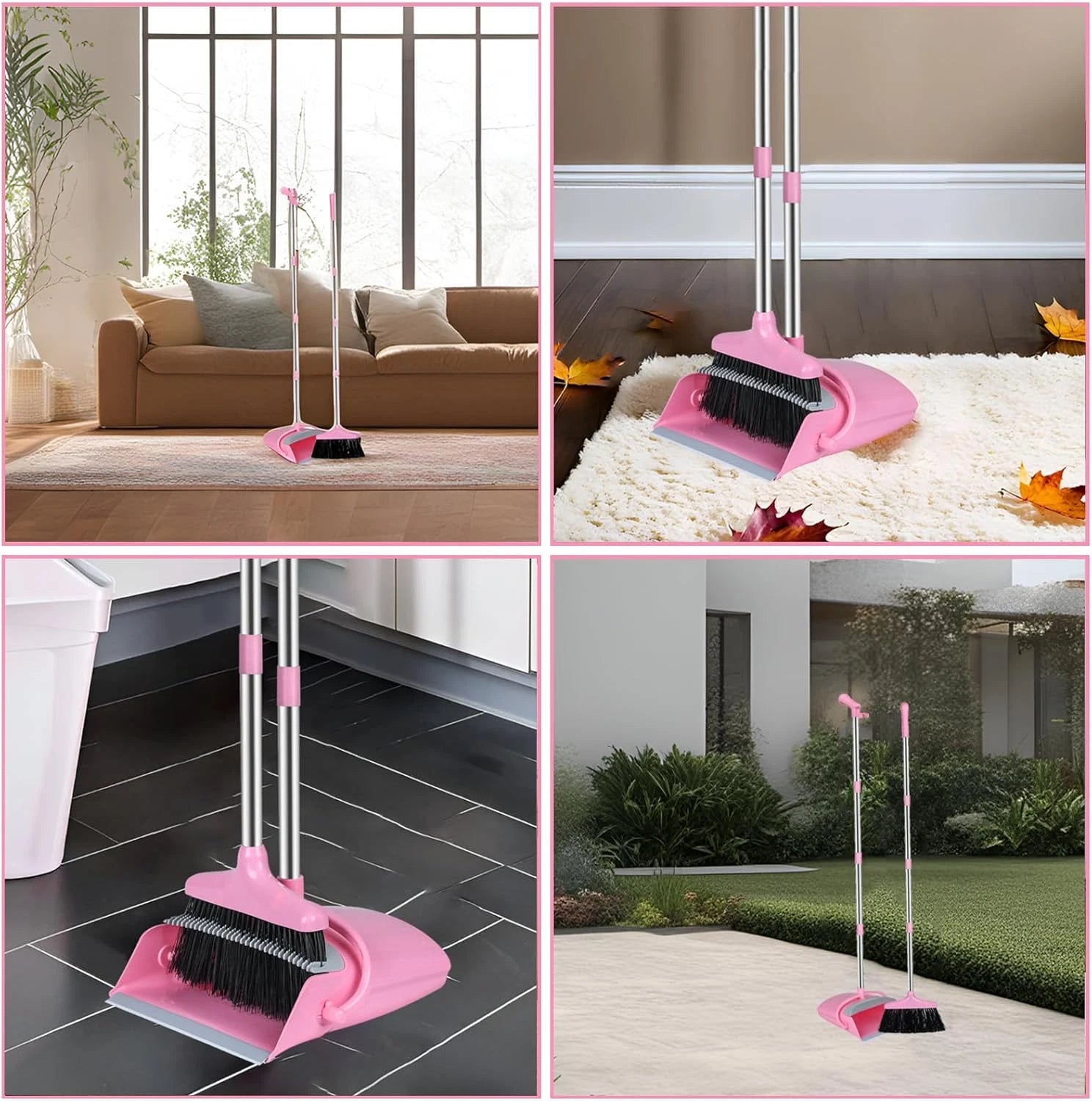 Broom Dustpan Set Broom Dustpan Combo Set Home Office Kitchen Pink