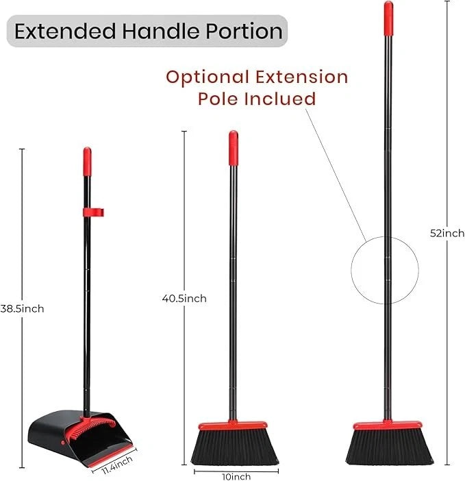 Set de Escoba y Recogedor con Palo Ajustable para Casa Limpieza Vertical Nuevo