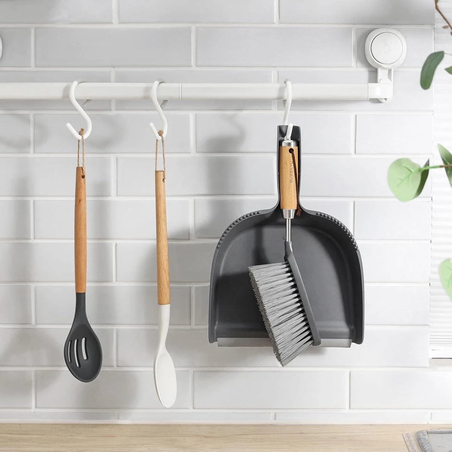 Dustpan and Brush Set with Stainless Steel Handle, Mini Broom and Dustpan Set