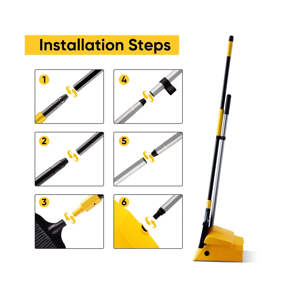 Yocada Heavy Duty Broom and Dustpan Set Commercial Outdoor Indoor 2+1 Perfect...