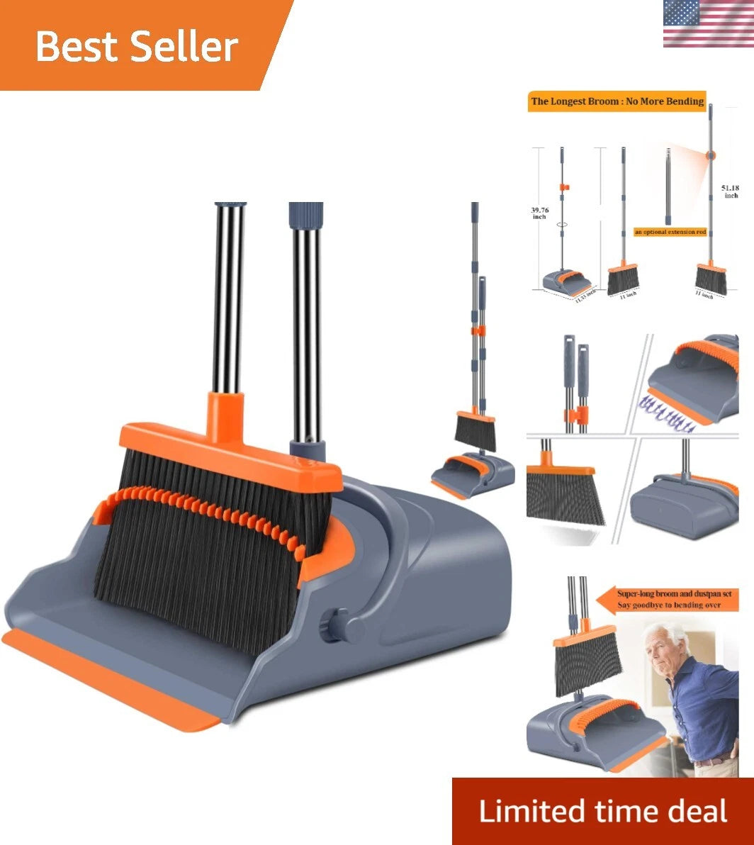 Self-Cleaning Broom & Dustpan Set – Adjustable, Eco-Friendly Cleaning Solution