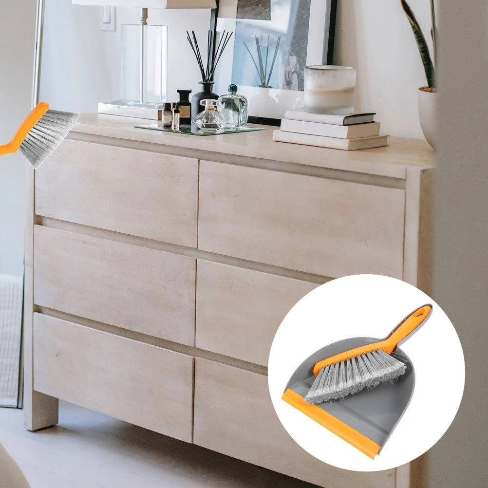 1 Set Desktop Dustpan Brush Set Small Mini Scrubber Dust Pan Broom Cleaning
