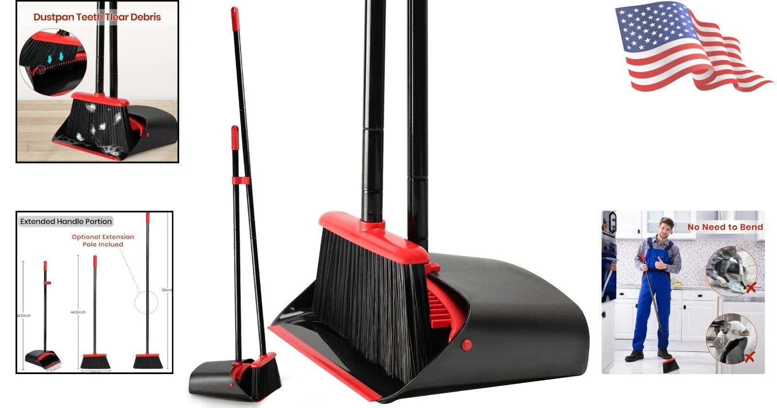Modern Lightweight Broom and Dustpan Set for Effortless Cleaning and Storage