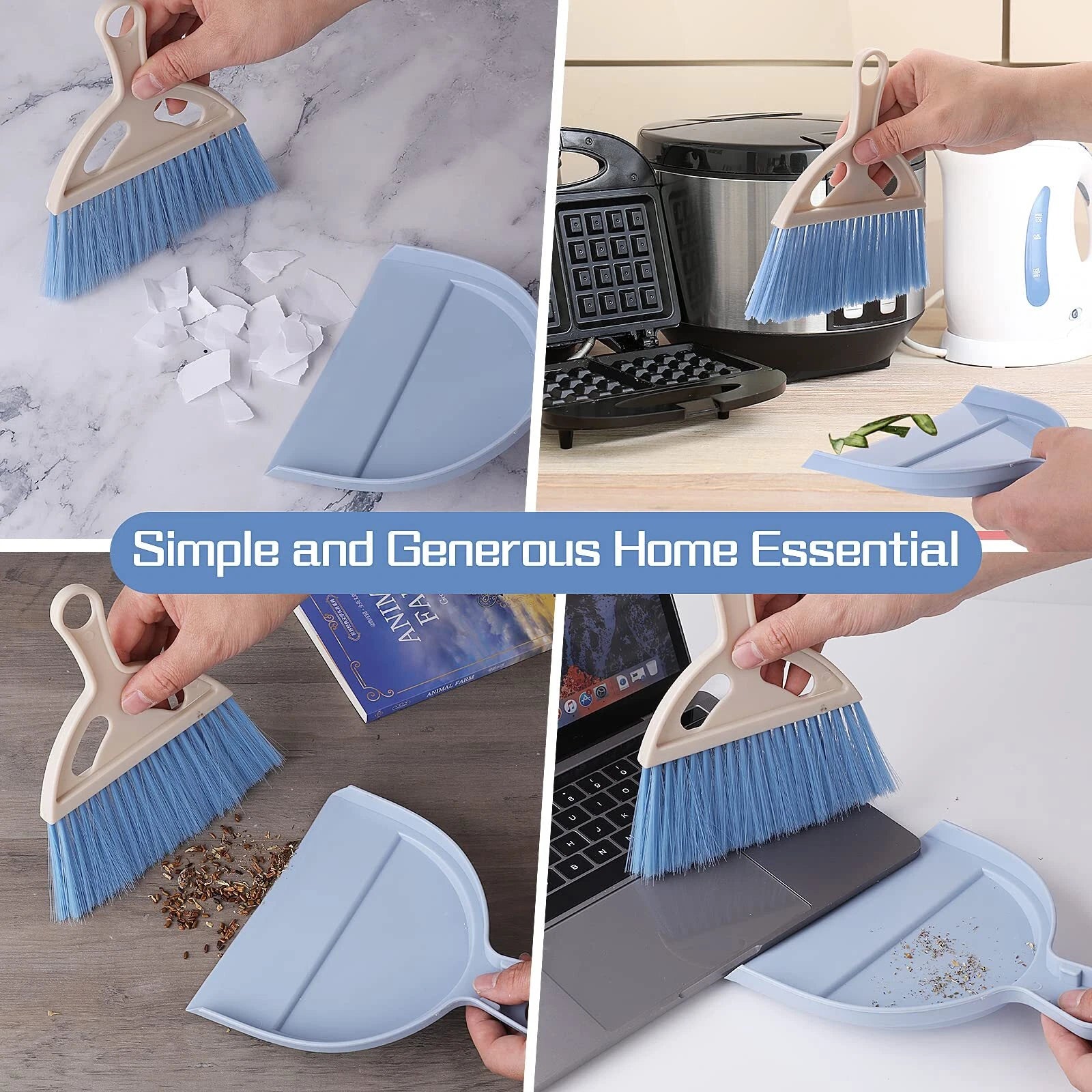 Small Dustpan and Brush Set Portable Table Top Brush Crumb Sweeper for Desk