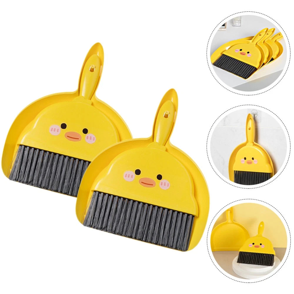 2 Sets Dustpan and Brush Mini Broom Child Kids Sweeping Toy Tool Small