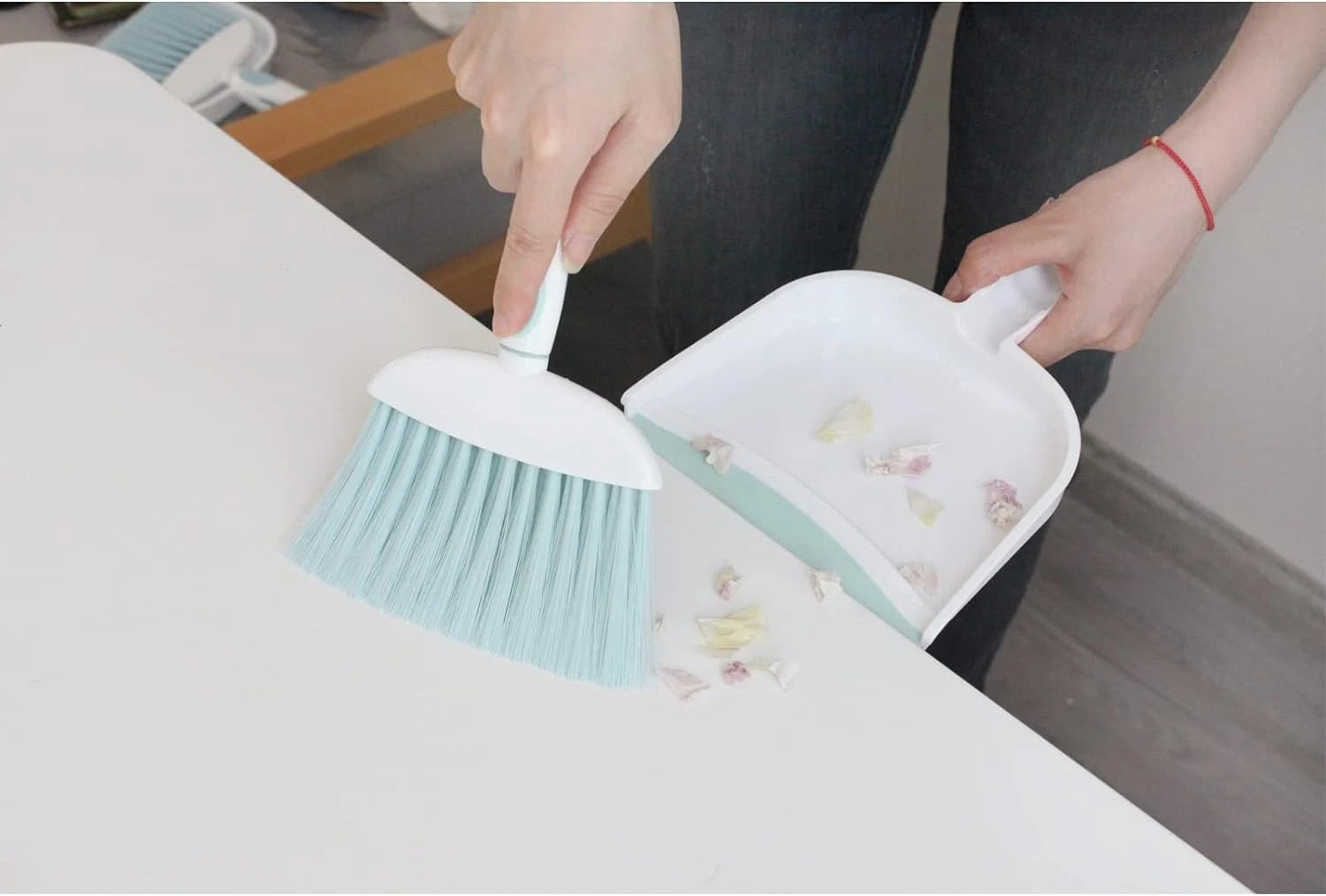 Mini Broom and Dustpan Set-Mini Whisk Set for Desk, Housekeeping, Pink