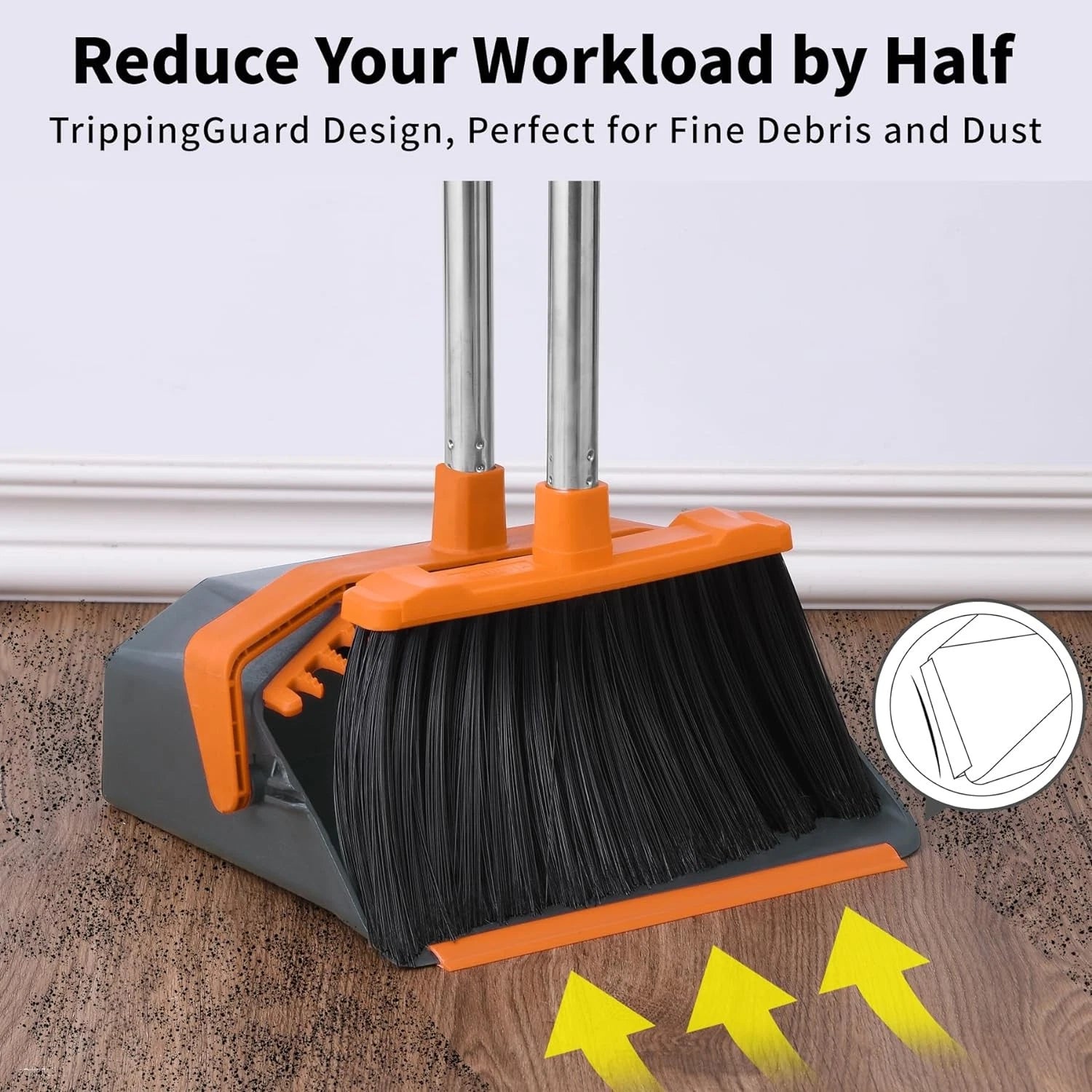 Broom and Dustpan Set with 51" Handle, Upright Combo for Home & Pet Hair