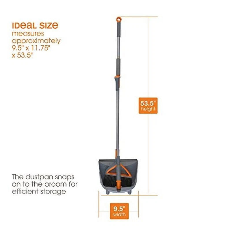 Upright Broom Dustpan Set Multi-Surface Cleaning Compact Handle Easy Storage New