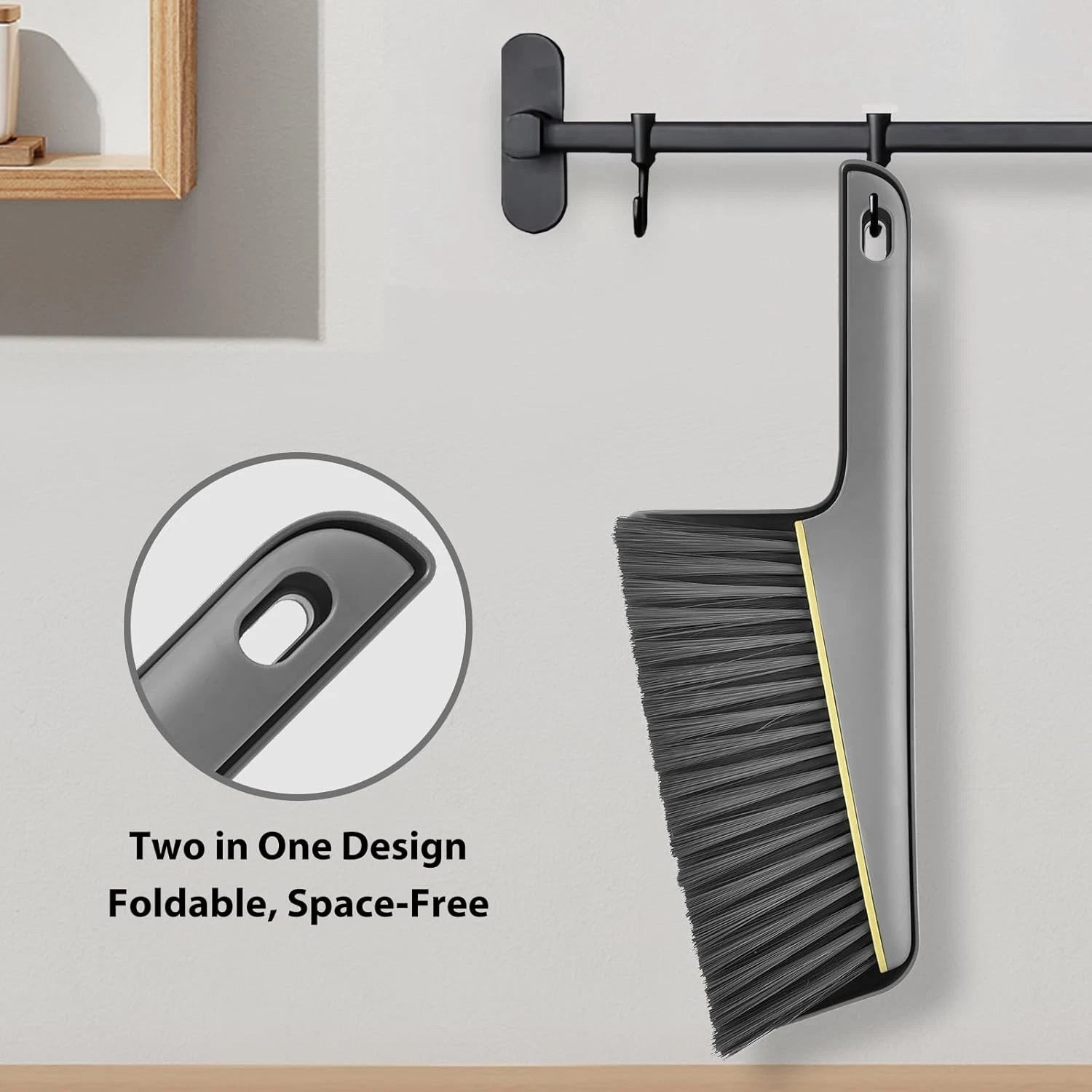 Small Broom and Dustpan Set, Hand Mini Dust-Pan Brush, 1 Piece, Gray