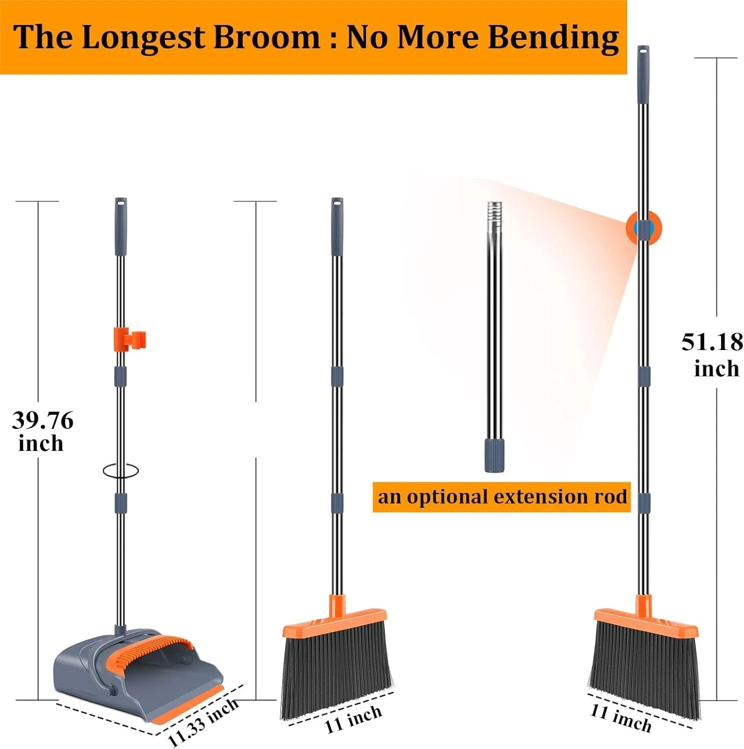 Self-Cleaning Broom & Dustpan Set – Adjustable, Eco-Friendly Cleaning Solution