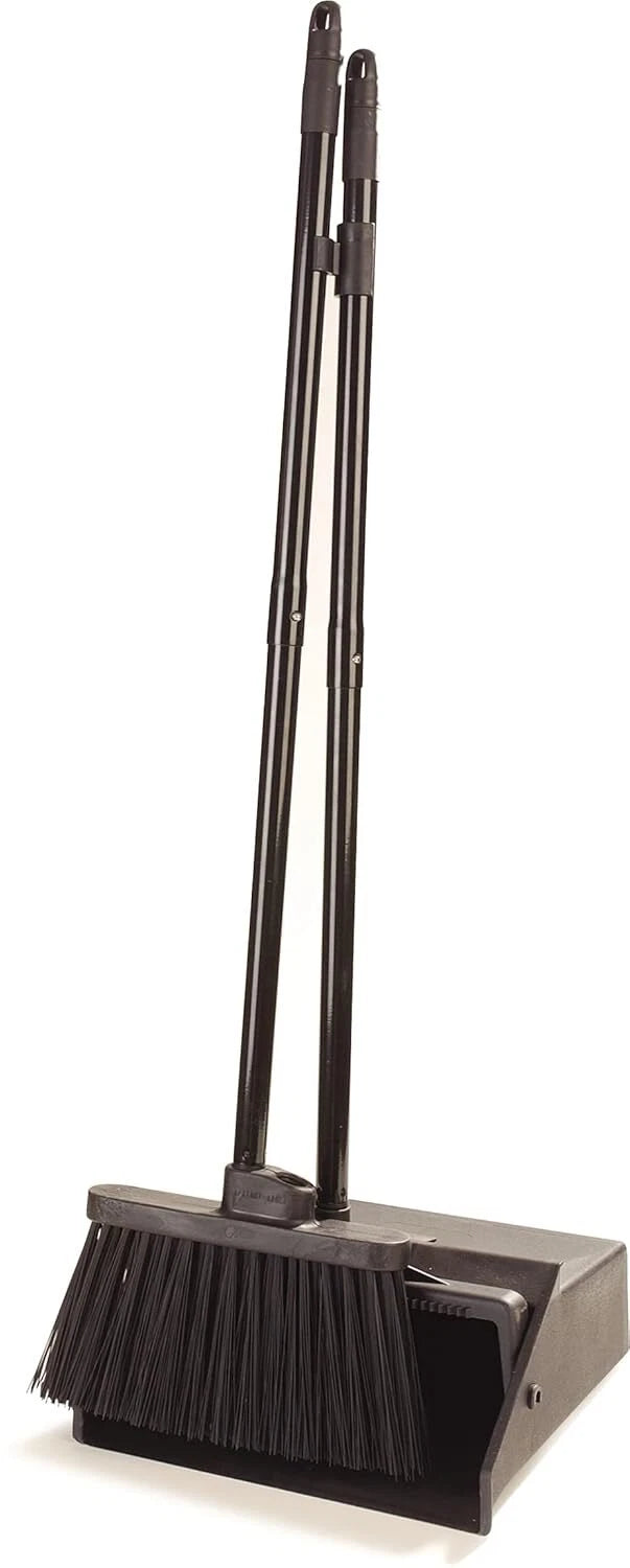 Duo-Pan Upright Dust and Broom Set with Clip for Floor Cleaning Restaurants