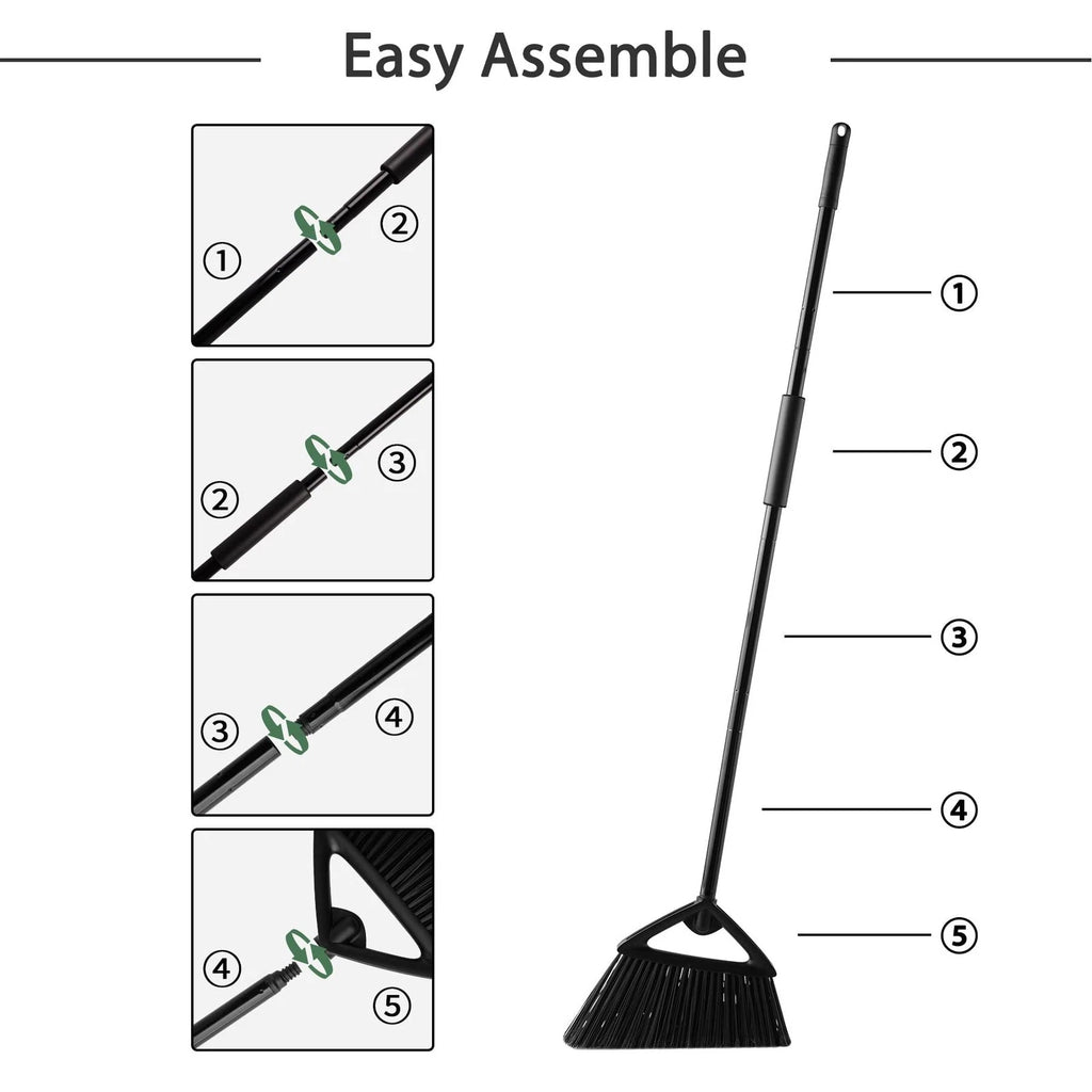 Eyliden Commercial Angle Broom and Dustpan Combo, with Long Handle, Lobby Dust P