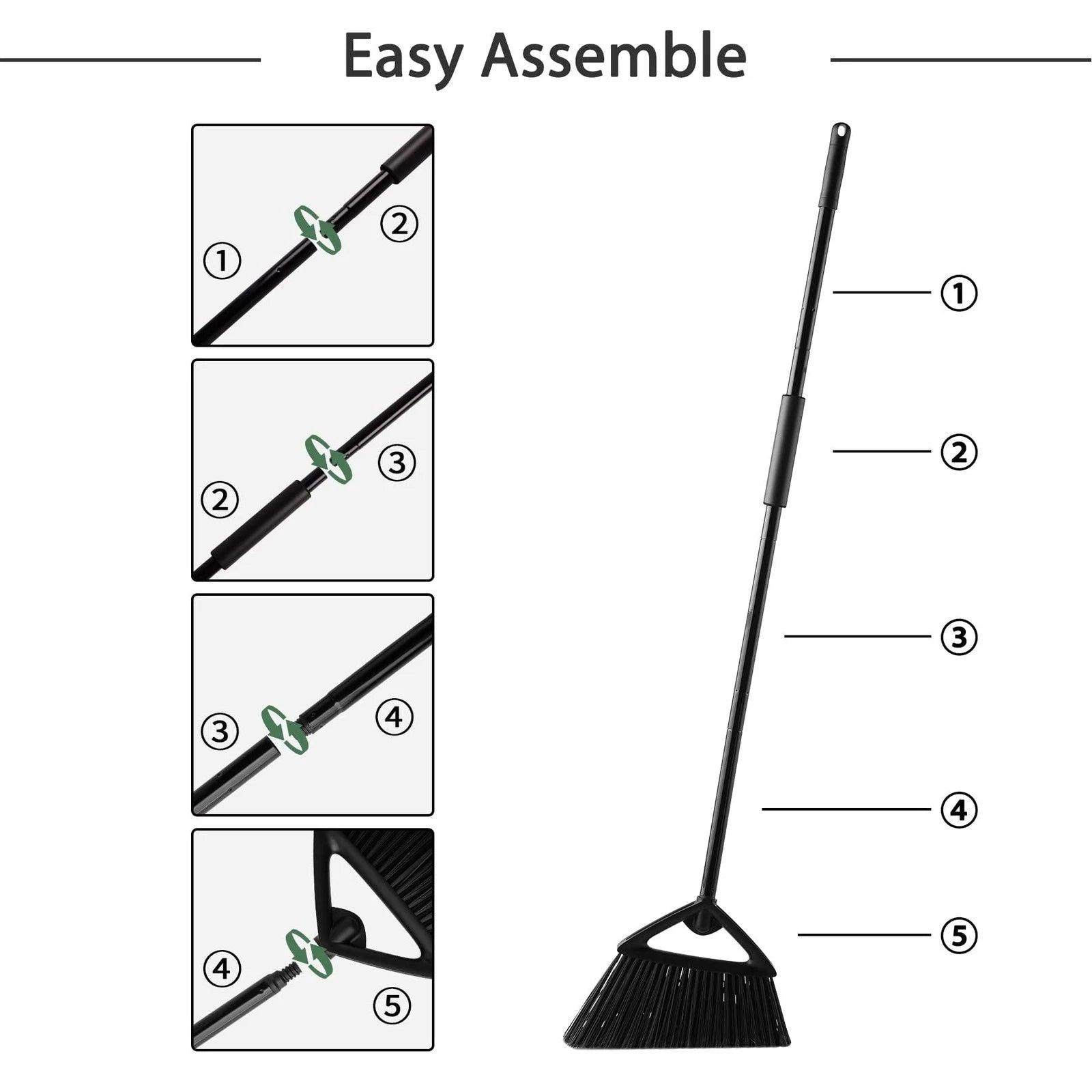 Eyliden Commercial Angle Broom and Dustpan Combo, with Long Handle, Lobby Dust P