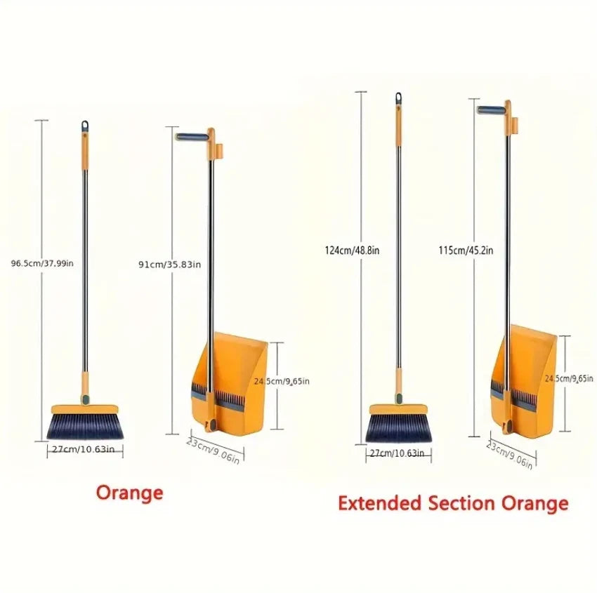 Folding Non-stick Kitchen Office Broom Dustpan Set Household Cleaning Tools-BLUE