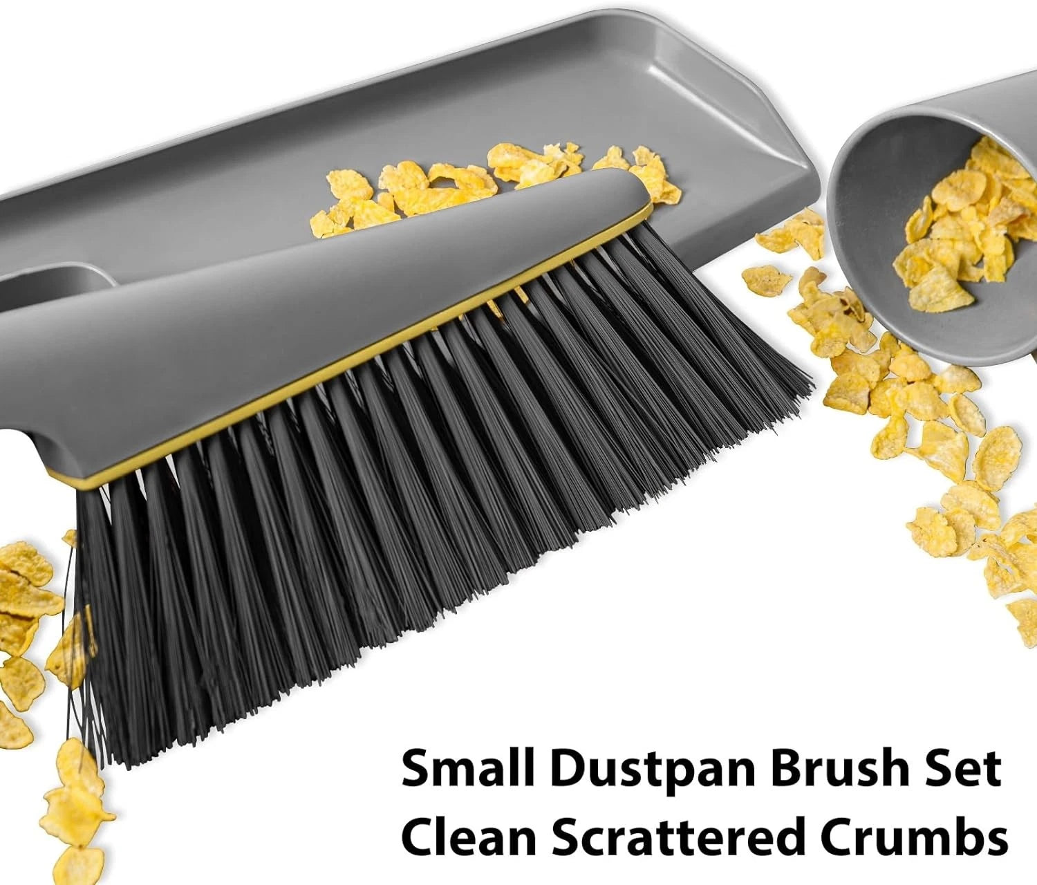 Small Broom and Dustpan Set, Hand Mini Dust-Pan Brush, 1 Piece, Gray