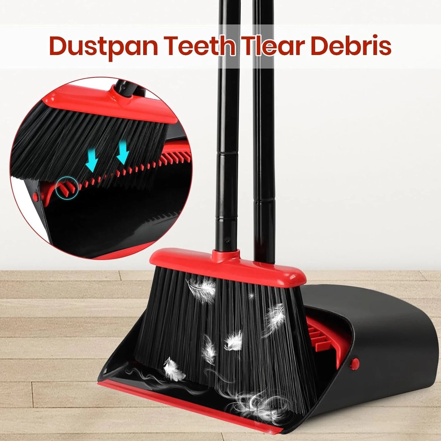 Compact Broom and Dustpan Set with Aluminum Handle for Easy Storage & Efficiency