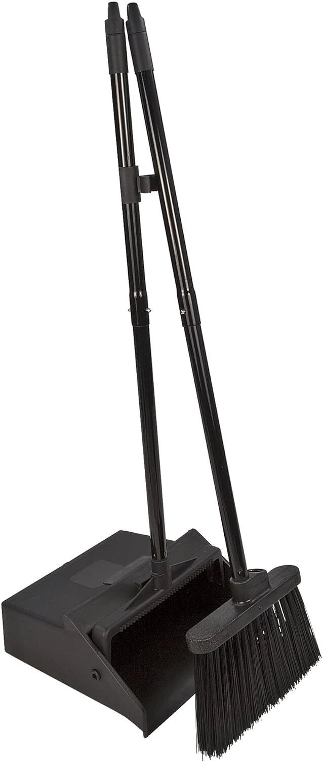 Duo-Pan Upright Dust and Broom Set with Clip for Floor Cleaning Restaurants