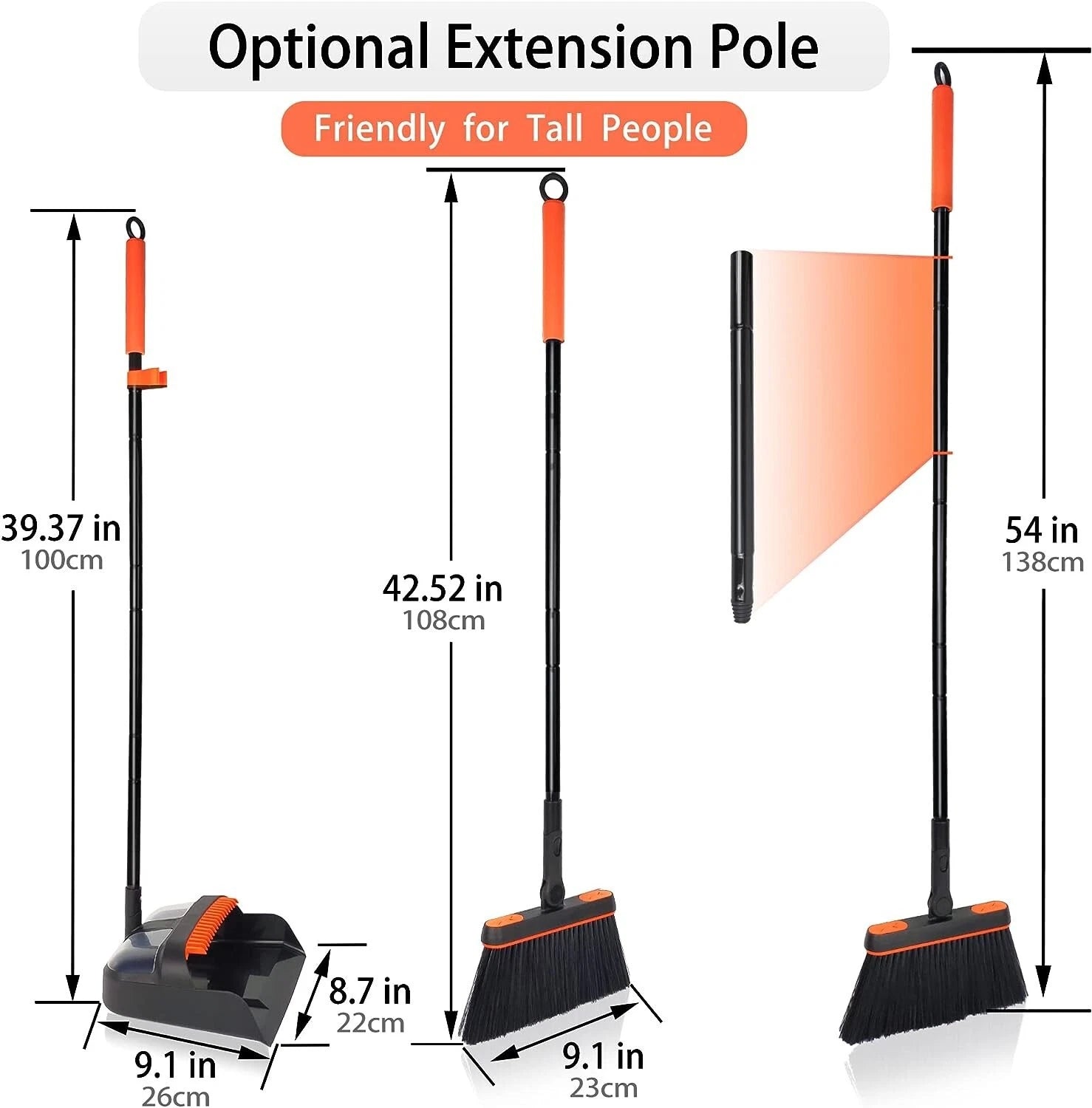 Innovative Extendable Broom Set with Upright Dust Pan for Easy House Cleaning