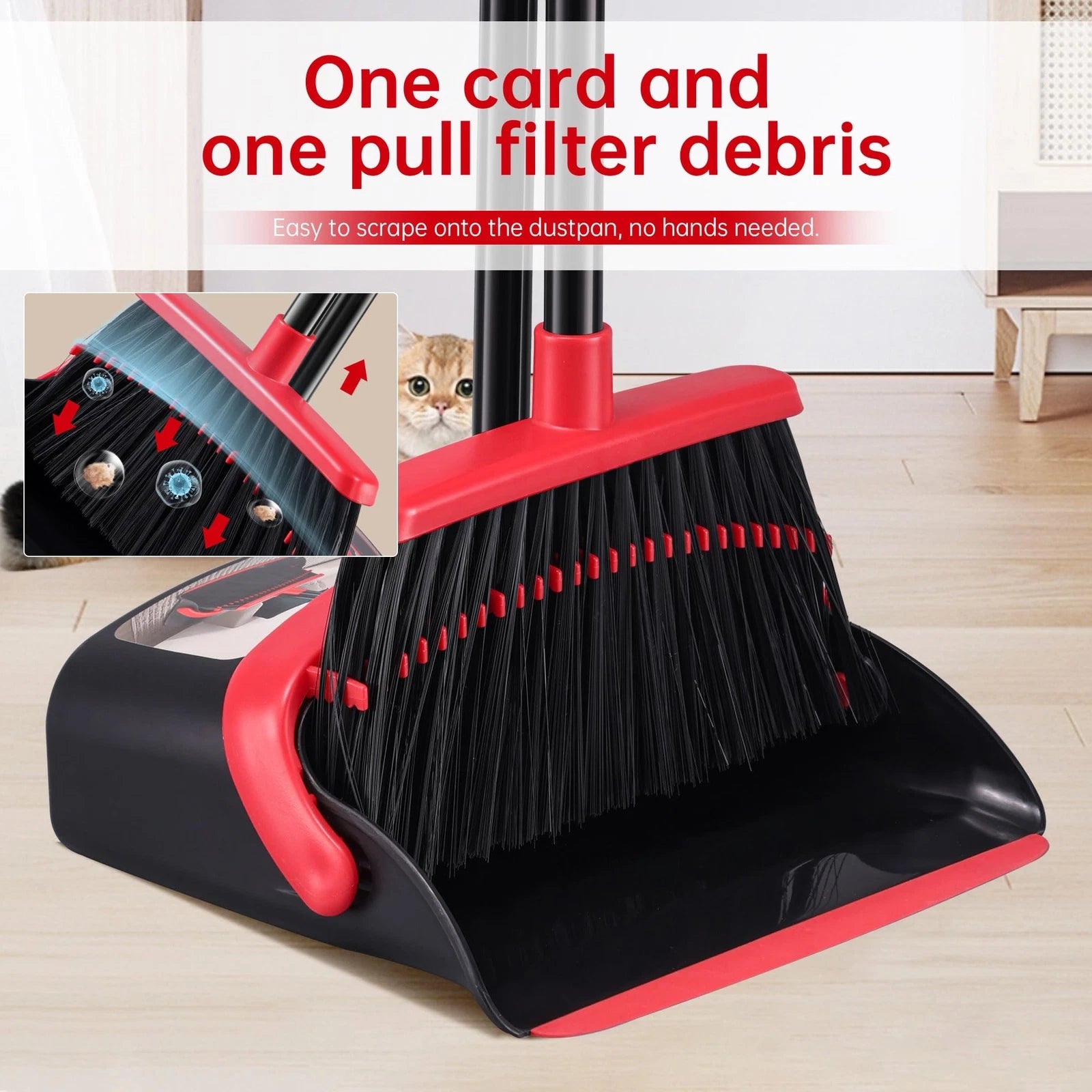Broom With Dustpan Combo Set Hand Broom And Dustpan Set For Sweeping Indoor Angl