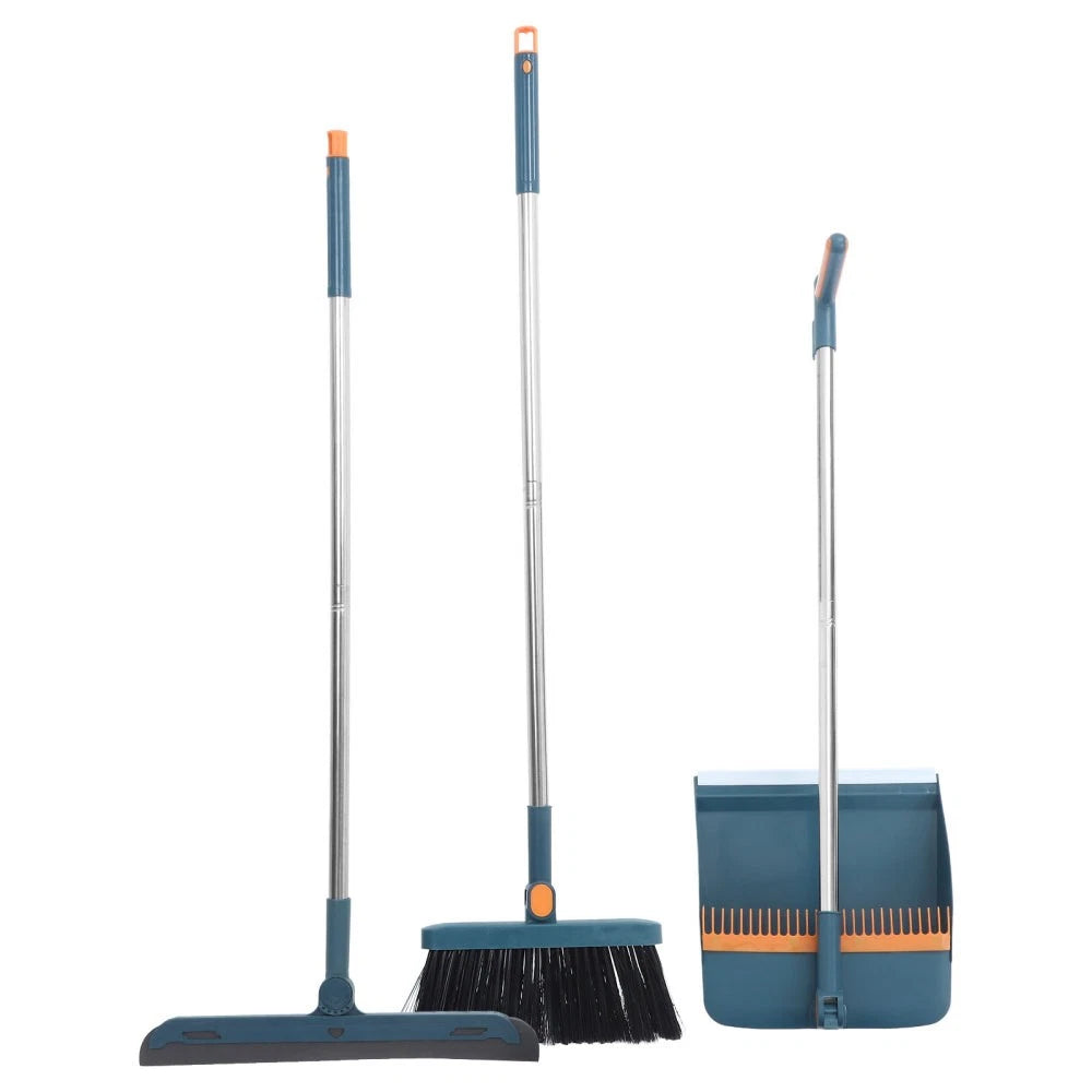 Three-piece Cleaning Tools Set Brush Broom Dustpan with Long Handle
