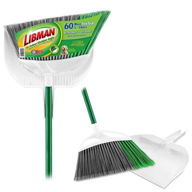 Extra Large Angle Broom Dustpan Clean Fibers Recycled PET Indoor Outdoor New