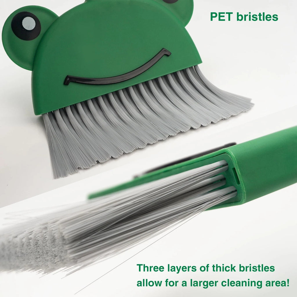 Children's Small Broom Dustpan Set Green Frog Mini Household Cleaning