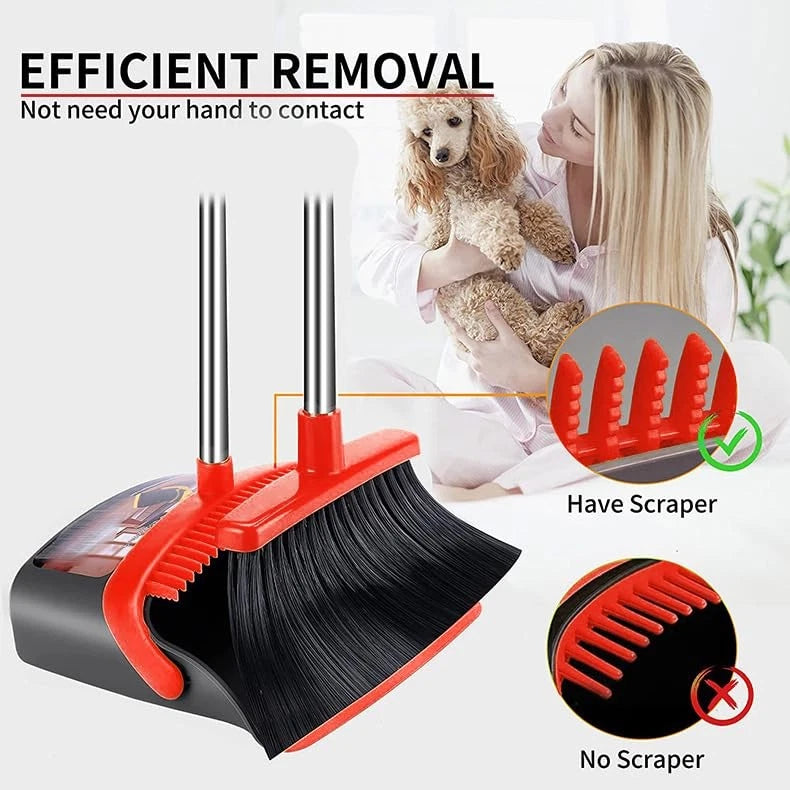 2-Pack is More economical，Broom and Dustpan， with 52" Long Handle, Dustpan Te...
