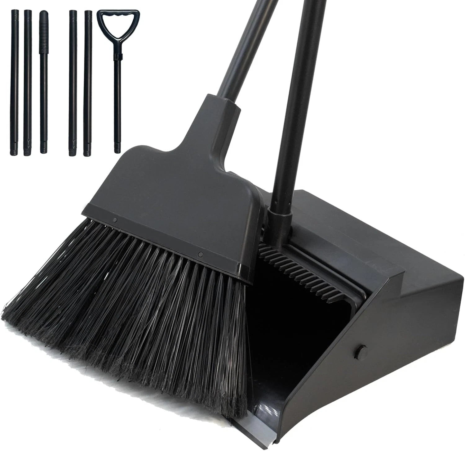 Broom with Dustpan Combo Set Outdoor Upright Dustpan and Broom Set with Long Han