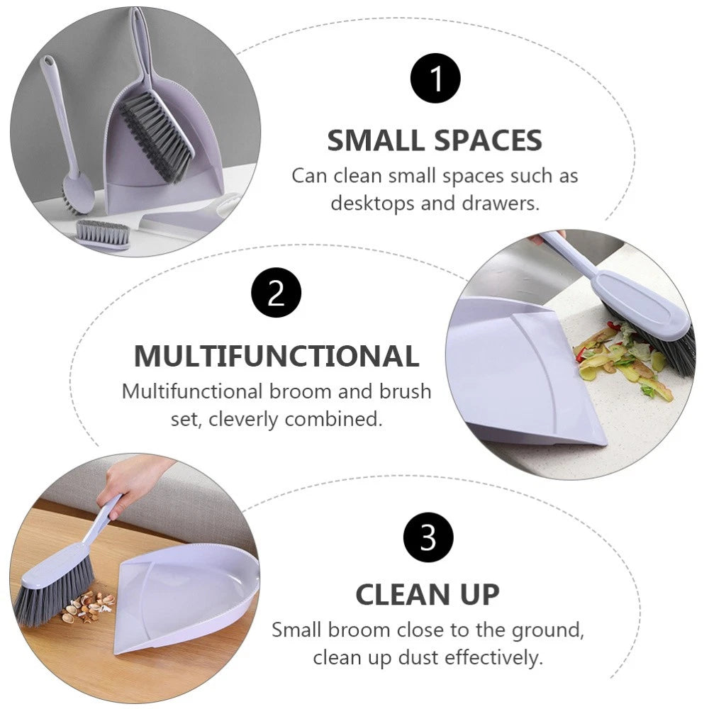 2 Pack Broom Dustpan Child Mini Table Brush Small Cleaning for Desk