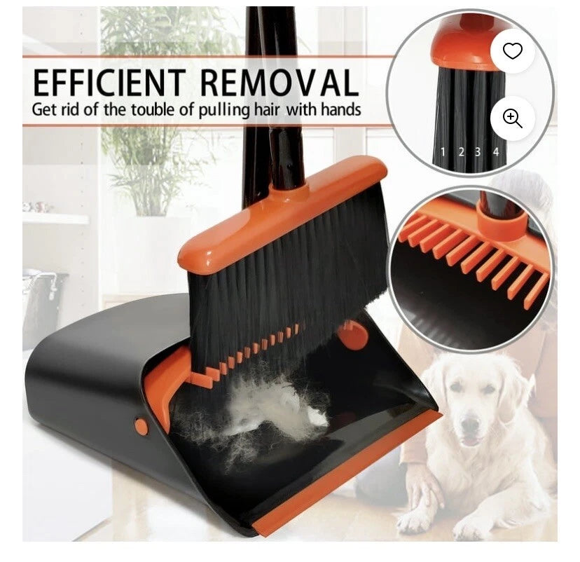 Dustpan and Broom Set with Comb Stand up Broom and Dust Pan Set with Long Handle