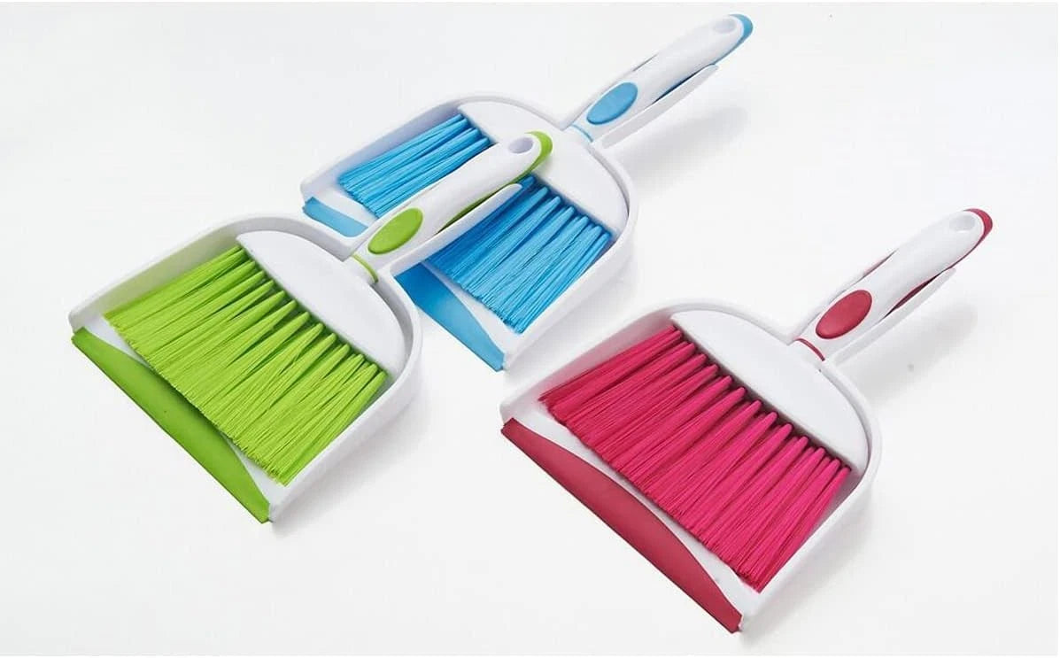 Mini Broom and Dustpan Set-Mini Whisk Set for Desk, Housekeeping, Pink