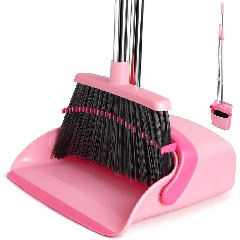 Broom Dustpan Set Long Handle Combo Easy Clean Lightweight Home Office Pet Hair