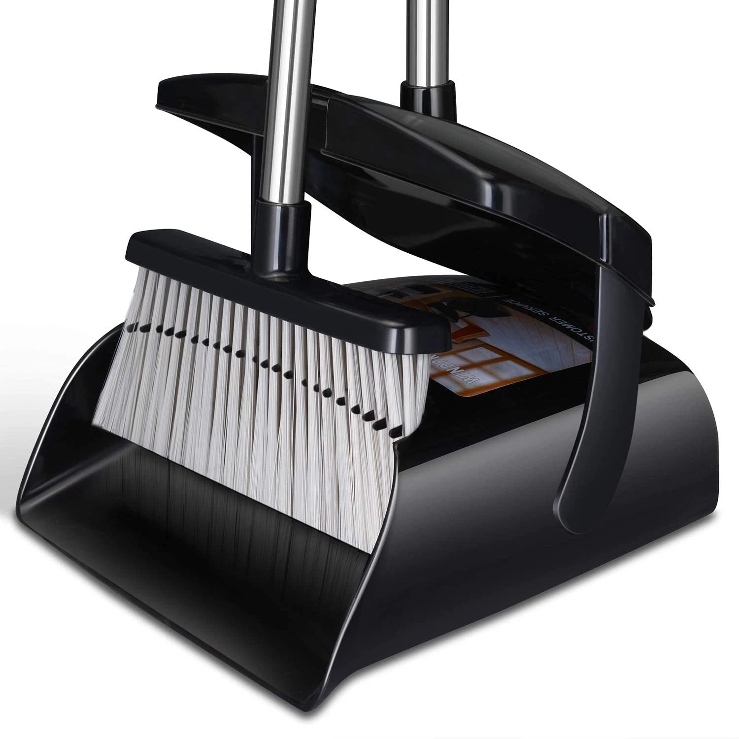 Broom & Dustpan Set with Lid – Upright Long Handle for Home & Kitchen