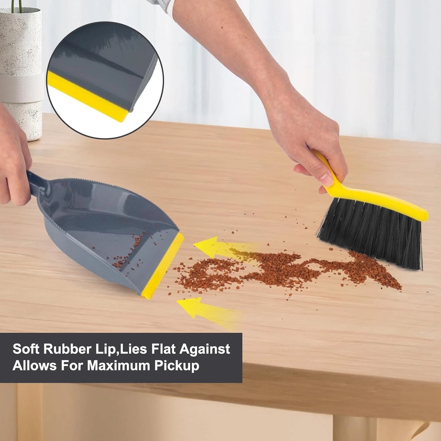 Dustpan and Broom Set Small,Mini Handheld Dust pan with Cleaning Brush Combo fo