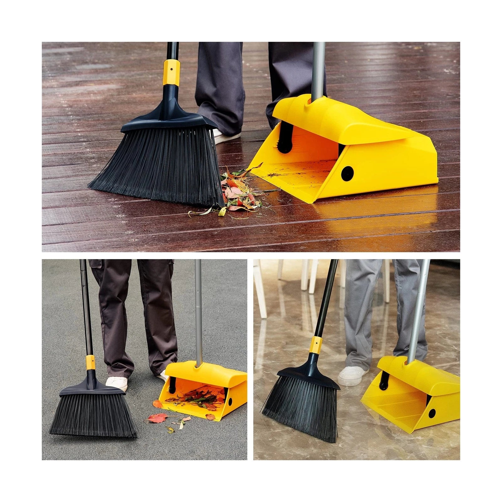 Yocada Heavy Duty Broom and Dustpan Set Commercial Outdoor Indoor 2+1 Perfect...