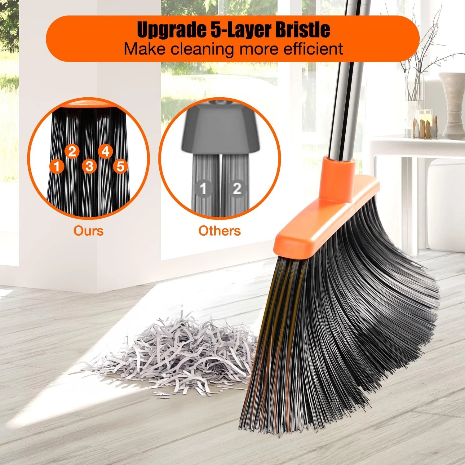 Large Broom and Dustpan,Broom and Dustpan Set,Heavy Duty Dust Pan with 55"Long