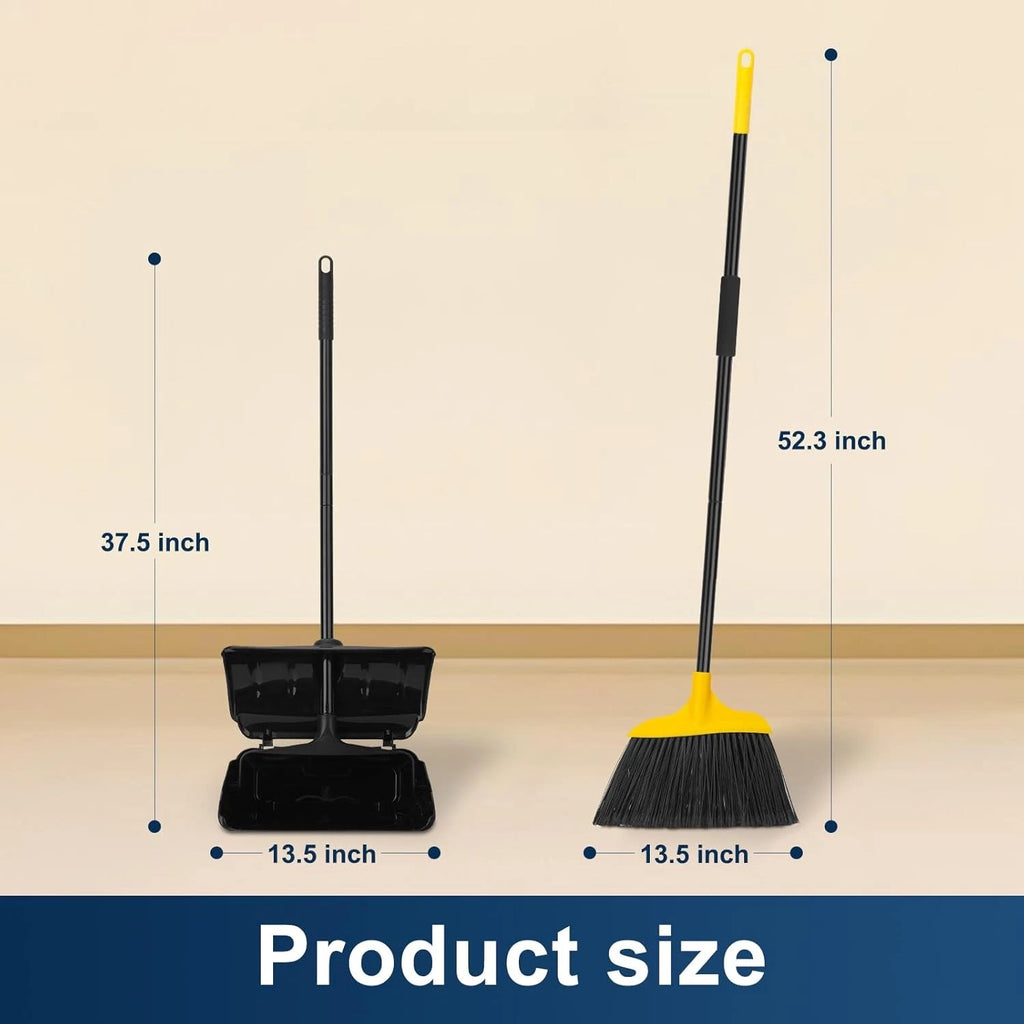 Heavy Duty Broom & Dustpan Set for Indoor/Outdoor Commercial Use