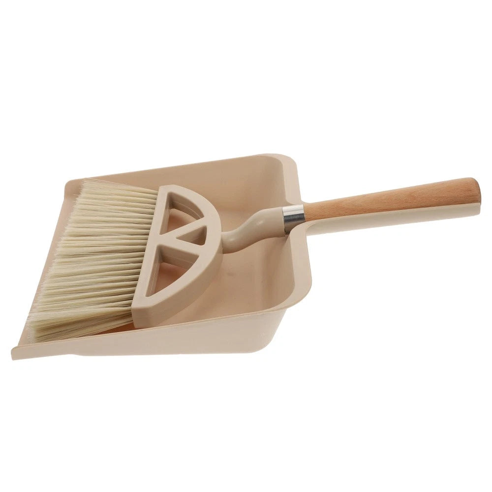 1 Set Plastic Desktop Cleaning Broom Mini Dustpan Cleaning Supplies (Khaki)
