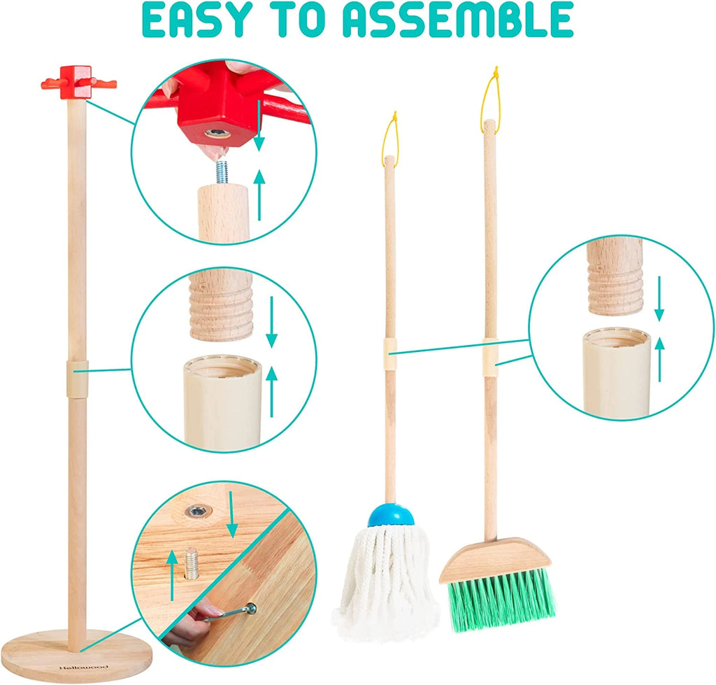 Kids Cleaning Set, 8Pcs Housekeeping Play Set Includes Broom Mop Duster Dustpan