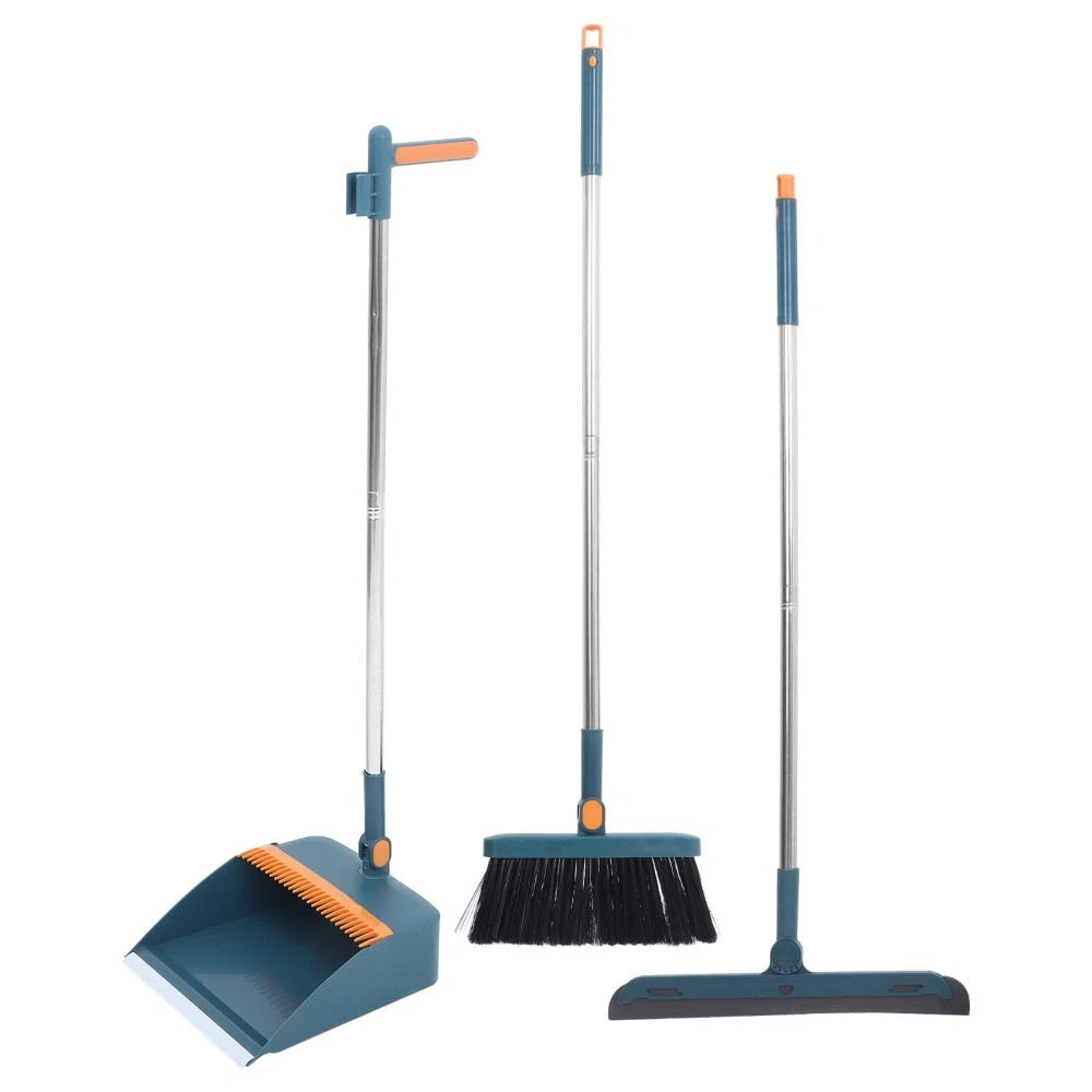 Three-piece Cleaning Tools Set Brush Broom Dustpan with Long Handle
