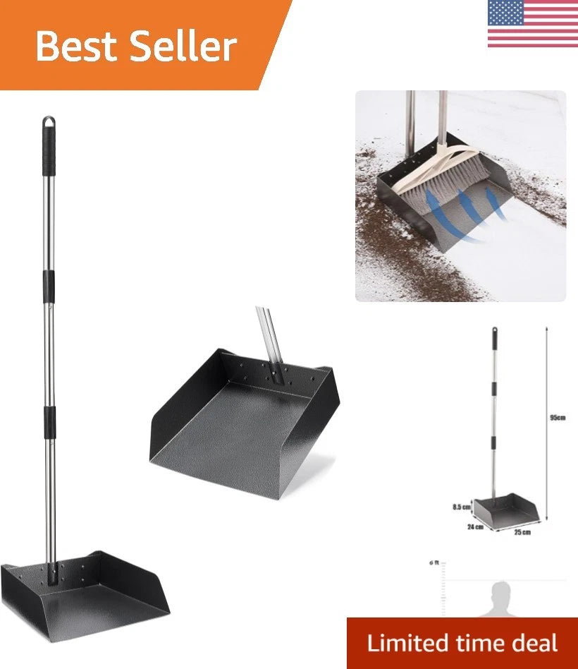 Ergonomic 39” Long Handled Dustpan - Rust-Proof Stainless Steel for Any Setting