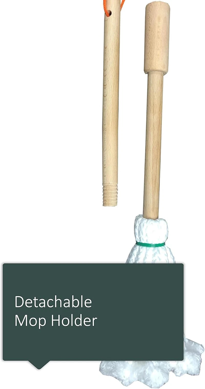 Justforkids Wooden Detachable Kids Cleaning Set - Duster, Brush, Mop, Broom and