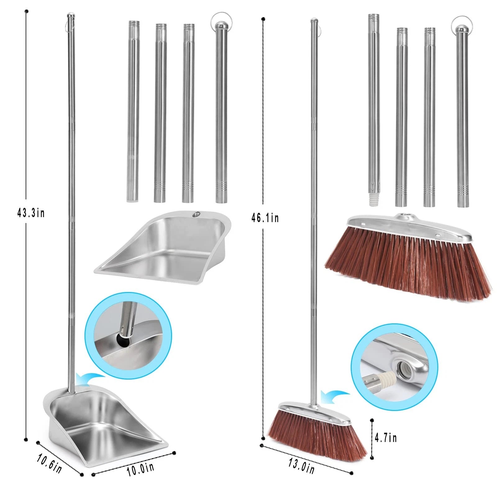 Broom and Dustpan Set for Home, 56" Kitchen Broom with Dustpan Combo Set, Hea...