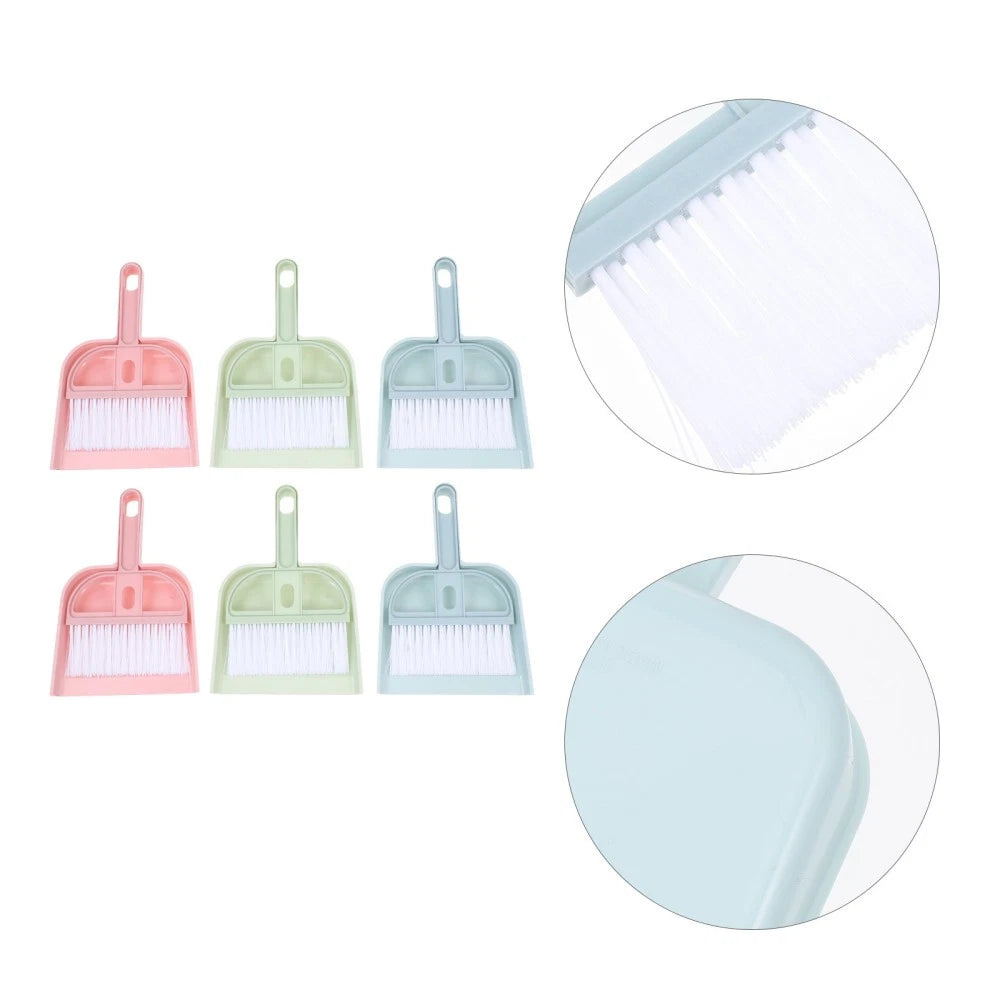 6 Sets Cleaning Artifact Miniature Broom and Dustpan Tiny Desktop