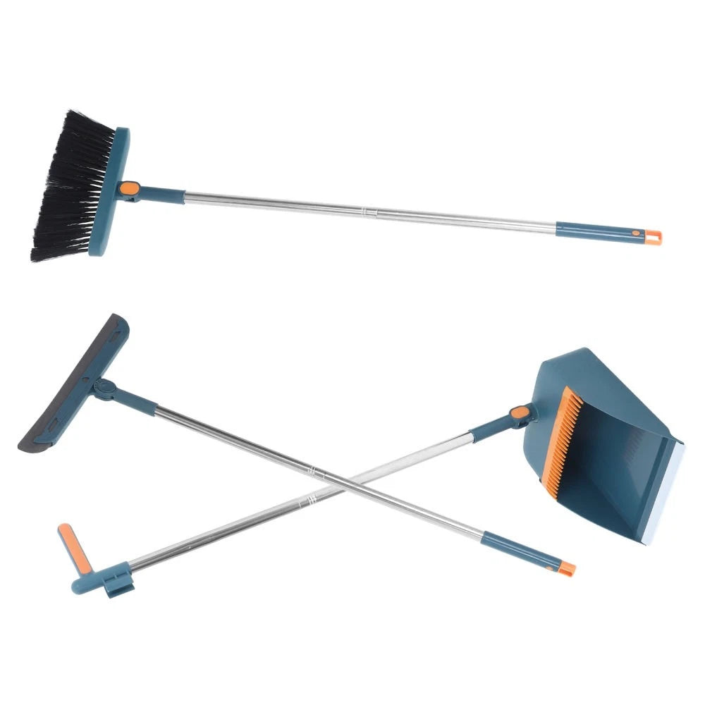 Three-piece Cleaning Tools Set Brush Broom Dustpan with Long Handle