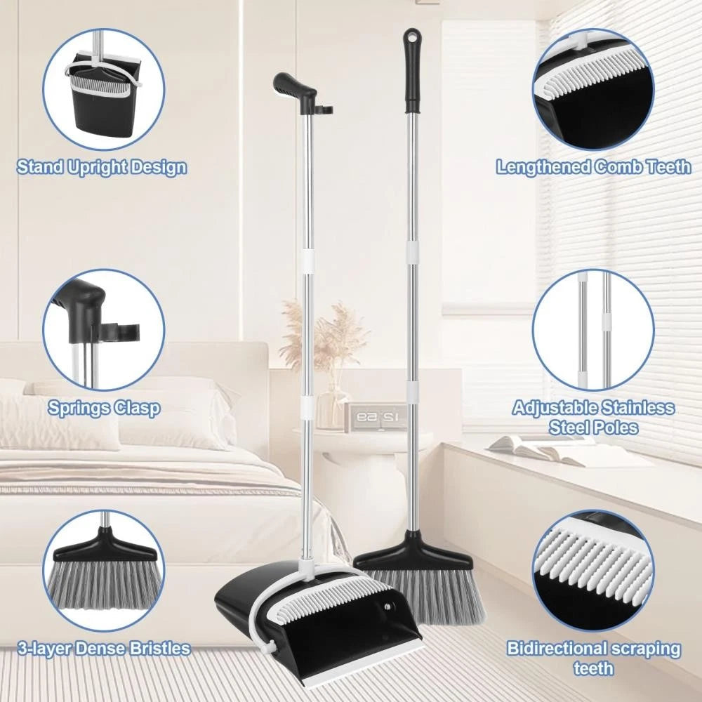 Broom and Dustpan Set Lightweight Upright Lobby Broom and Dust Pan Combo +