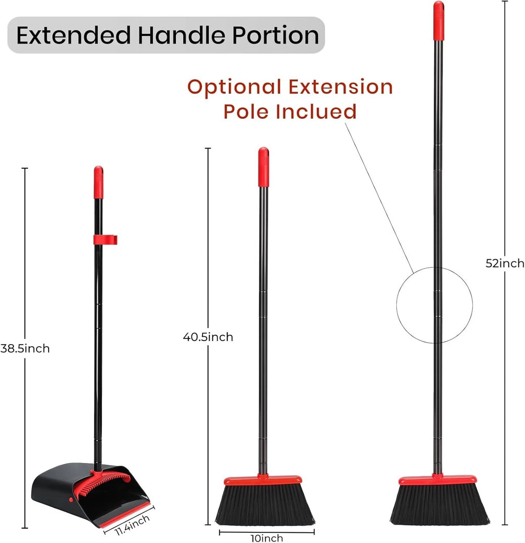 Compact Broom and Dustpan Set with Aluminum Handle for Easy Storage & Efficiency