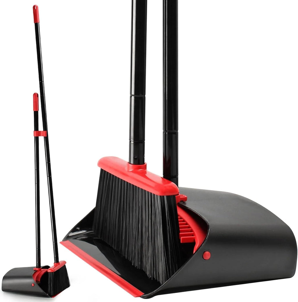 Compact Broom and Dustpan Set with Aluminum Handle for Easy Storage & Efficiency